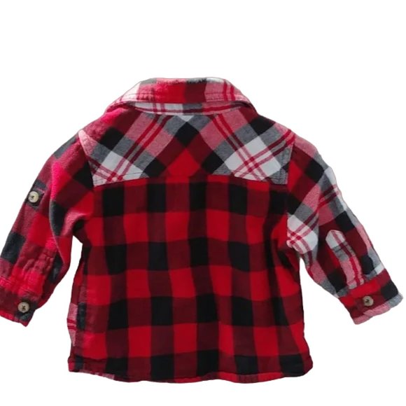 Joe Fresh Flannel Plaid Button-Down Roll-Up Sleeves 3-6 Months - Picture 3 of 8